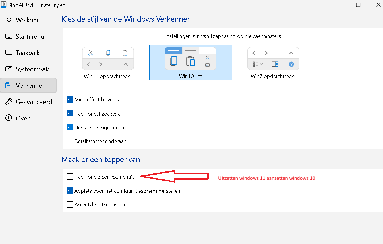 Windows 11 er uit laten zien als windows 10 met startallback, Windows 11 er uit laten zien als windows 10 of windows 7 met startallback