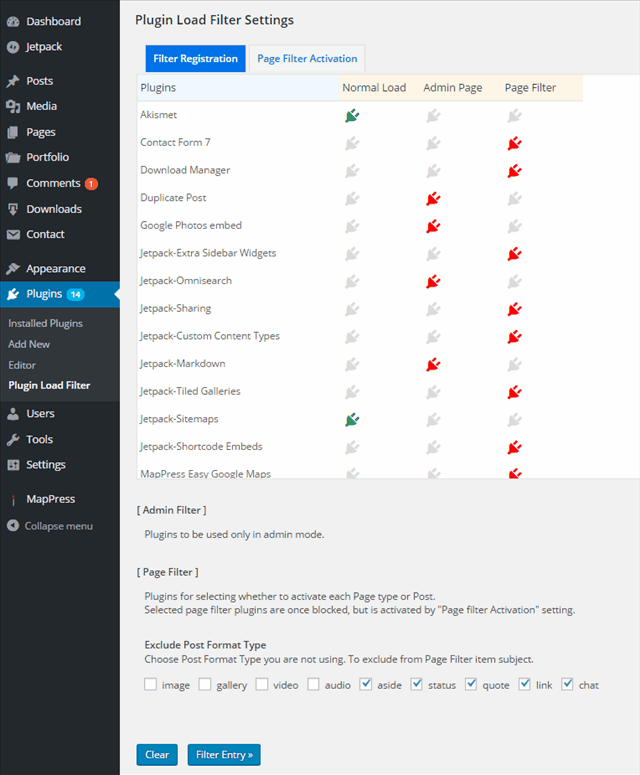 plugin load filter